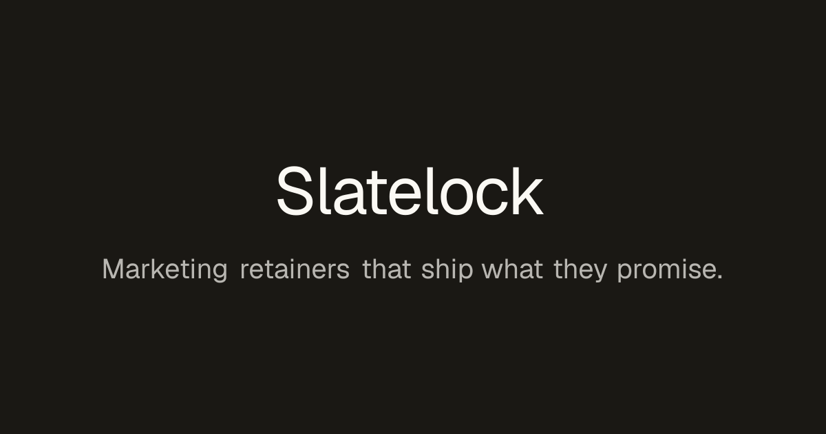 Slatelock — Small businesses shouldn't need agency-sized revenue to get serious marketing. Slatelock…